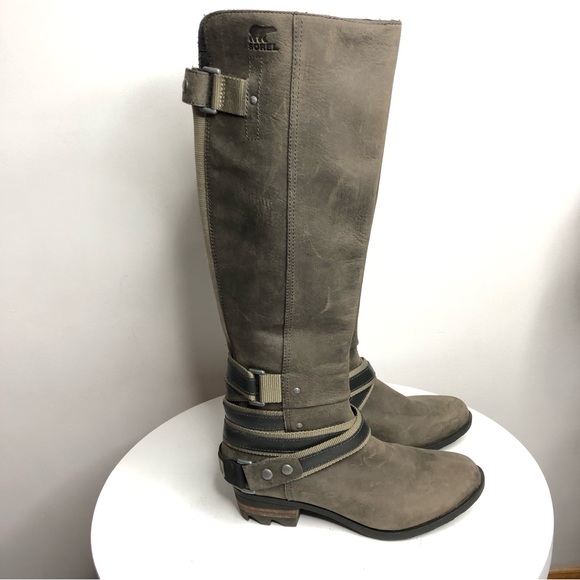 Sorel LOLLA tall waterproof leather knee riding boots Quarry pebble SZ 6.5. R2 - Picture 3 of 9